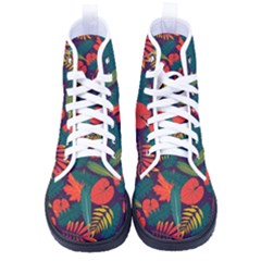 Leaves Pattern Seamless Women s High-top Canvas Sneakers by Ravend