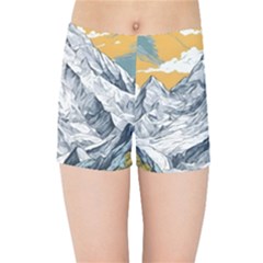 Nature Mountains Landscape Forest Kids  Sports Shorts by Ravend