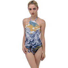 Nature Mountains Landscape Forest Go With The Flow One Piece Swimsuit by Ravend