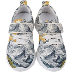 Nature Mountains Landscape Forest Kids  Velcro Strap Shoes by Ravend