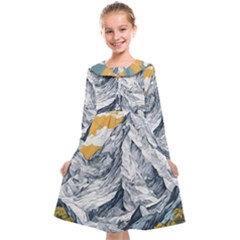 Nature Mountains Landscape Forest Kids  Midi Sailor Dress by Ravend