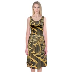 Landscape Mountains Forest Trees Nature Midi Sleeveless Dress by Ravend