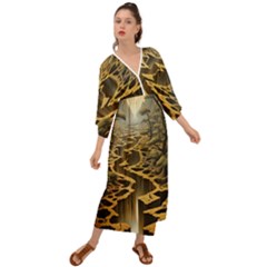 Landscape Mountains Forest Trees Nature Grecian Style  Maxi Dress by Ravend