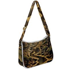 Landscape Mountains Forest Trees Nature Zip Up Shoulder Bag by Ravend