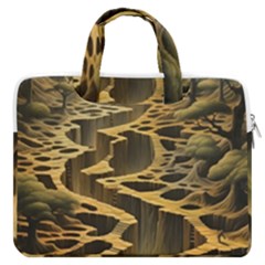 Landscape Mountains Forest Trees Nature Macbook Pro 13  Double Pocket Laptop Bag by Ravend