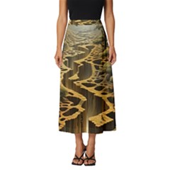 Landscape Mountains Forest Trees Nature Classic Midi Chiffon Skirt by Ravend