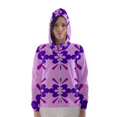 Pink And Purple Flowers Pattern Women s Hooded Windbreaker