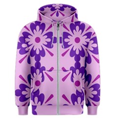 Pink And Purple Flowers Pattern Men s Zipper Hoodie by shoopshirt