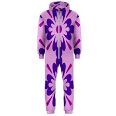 Pink And Purple Flowers Pattern Hooded Jumpsuit (men) by shoopshirt