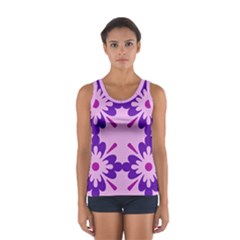 Pink And Purple Flowers Pattern Sport Tank Top  by shoopshirt