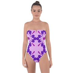 Pink And Purple Flowers Pattern Tie Back One Piece Swimsuit by shoopshirt