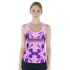 Pink And Purple Flowers Pattern Racer Back Sports Top