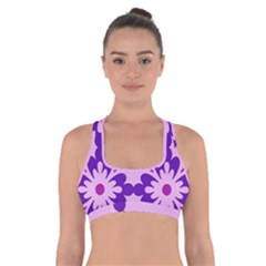 Pink And Purple Flowers Pattern Cross Back Sports Bra by shoopshirt