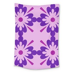 Pink And Purple Flowers Pattern Large Tapestry by shoopshirt