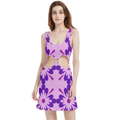 Pink And Purple Flowers Pattern Velour Cutout Dress by shoopshirt