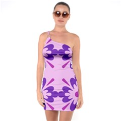 Pink And Purple Flowers Pattern One Shoulder Ring Trim Bodycon Dress by shoopshirt