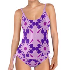 Pink And Purple Flowers Pattern Tankini Set by shoopshirt