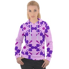 Pink And Purple Flowers Pattern Women s Overhead Hoodie by shoopshirt