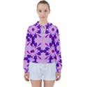 Pink And Purple Flowers Pattern Women s Tie Up Sweat View1