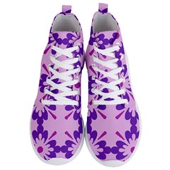 Pink And Purple Flowers Pattern Men s Lightweight High Top Sneakers