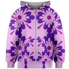 Pink And Purple Flowers Pattern Kids  Zipper Hoodie Without Drawstring by shoopshirt