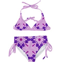 Pink And Purple Flowers Pattern Kids  Classic Bikini Set by shoopshirt