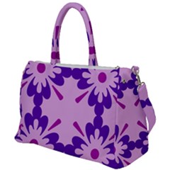 Pink And Purple Flowers Pattern Duffel Travel Bag by shoopshirt