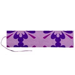 Pink And Purple Flowers Pattern Roll Up Canvas Pencil Holder (l)