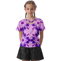 Pink And Purple Flowers Pattern Kids  Front Cut T-shirt by shoopshirt