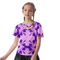 Pink And Purple Flowers Pattern Kids  Front Cut T-Shirt View2