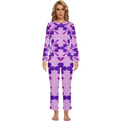 Pink And Purple Flowers Pattern Womens  Long Sleeve Lightweight Pajamas Set by shoopshirt