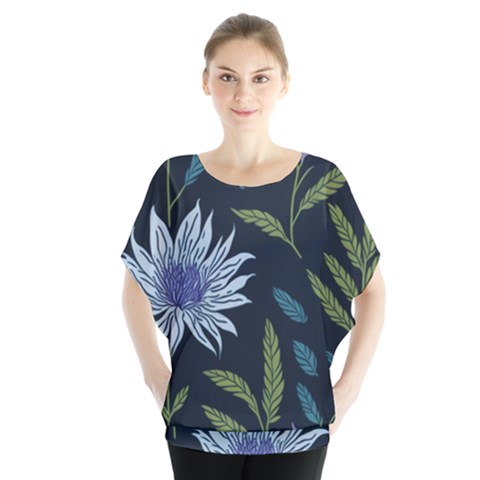 Abstract Floral- Ultra-stead Pantone Fabric Batwing Chiffon Blouse by shoopshirt