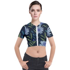 Abstract Floral- Ultra-stead Pantone Fabric Short Sleeve Cropped Jacket by shoopshirt