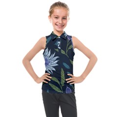 Abstract Floral- Ultra-stead Pantone Fabric Kids  Sleeveless Polo T-shirt