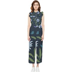 Abstract Floral- Ultra-stead Pantone Fabric Women s Frill Top Chiffon Jumpsuit by shoopshirt