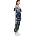 Abstract Floral- Ultra-stead Pantone Fabric Bardot Ruffle jumpsuit View3