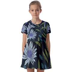 Abstract Floral- Ultra-stead Pantone Fabric Kids  Short Sleeve Pinafore Style Dress by shoopshirt