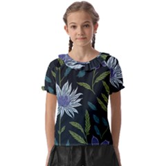 Abstract Floral- Ultra-stead Pantone Fabric Kids  Frill Chiffon Blouse