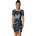 Abstract Floral- Ultra-stead Pantone Fabric Fitted Knot Split End Bodycon Dress View1