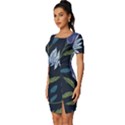 Abstract Floral- Ultra-stead Pantone Fabric Fitted Knot Split End Bodycon Dress View2