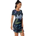 Abstract Floral- Ultra-stead Pantone Fabric Fitted Knot Split End Bodycon Dress View3