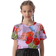 Seamless Pattern With Roses And Butterflies Kids  Basic T-shirt by shoopshirt