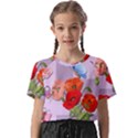 Seamless Pattern With Roses And Butterflies Kids  Basic T-Shirt View1