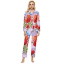 Seamless Pattern With Roses And Butterflies Womens  Long Sleeve Velvet Pocket Pajamas Set View1