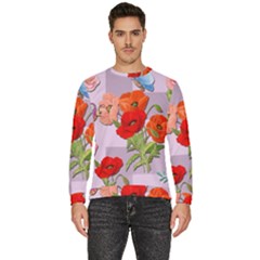 Seamless Pattern With Roses And Butterflies Men s Fleece Sweatshirt