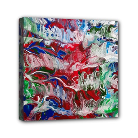 Abstract Waves Mini Canvas 6  X 6  (stretched) by kaleidomarblingart