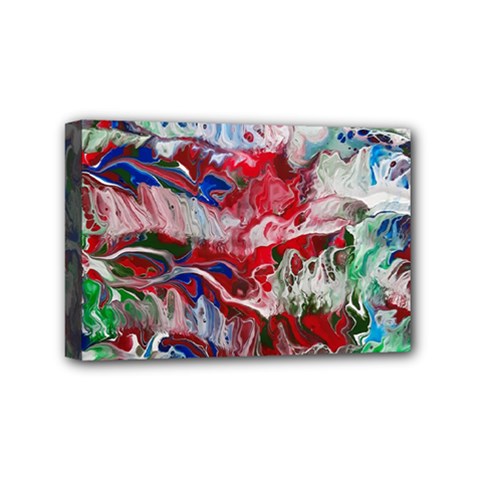 Abstract Waves Mini Canvas 6  X 4  (stretched) by kaleidomarblingart