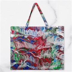 Abstract Waves Zipper Large Tote Bag by kaleidomarblingart