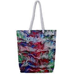 Abstract Waves Full Print Rope Handle Tote (small) by kaleidomarblingart