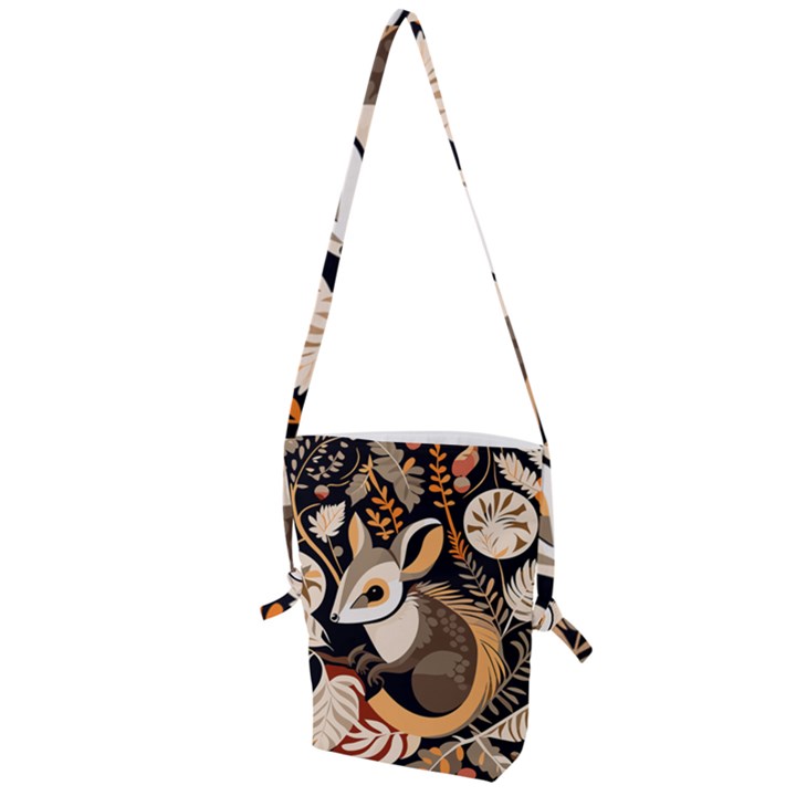 Vintage Possum Pattern Folding Shoulder Bag